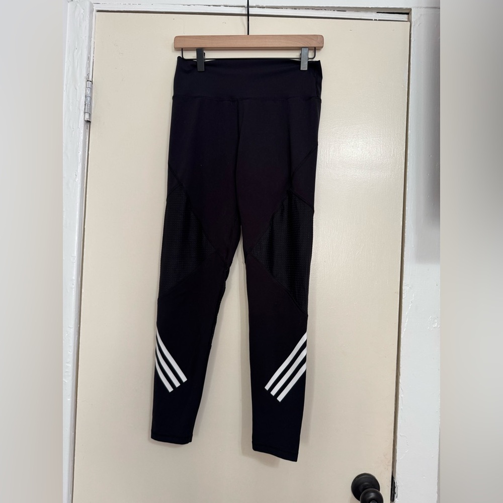 Adidas Black Leggings with White Stripes